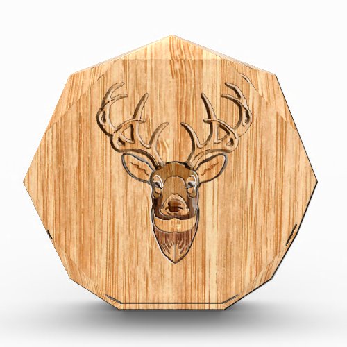 Buck Deer Head Wood Grain Style Decor Award