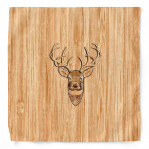 Buck Deer Head Wood Grain Style Decor Bandana