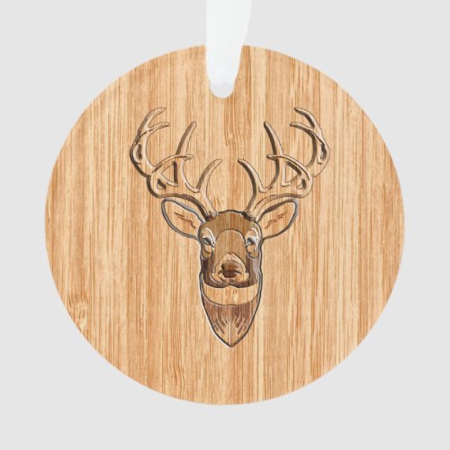 Buck Deer Head Wood Grain Style Decor Ornament