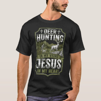 Buck Deer Hunting Hunter Jesus Faith Vintage Deer T-Shirt