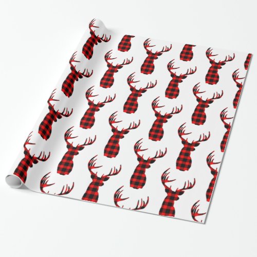 Buck Deer Hunting Red Black Plaid Christmas Wrappi Wrapping Paper