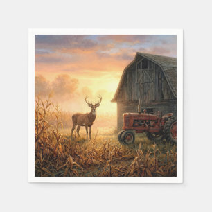 Buck Deer in Country Morning Sunrise Napkins