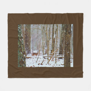 Buck Deer in the Snow storm Fleece Blanket