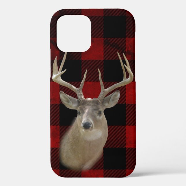 buck deer on buffalo plaid Case-Mate iPhone case (Back)