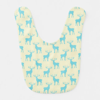 Buck Deer Pattern in Cream and Blue Bib