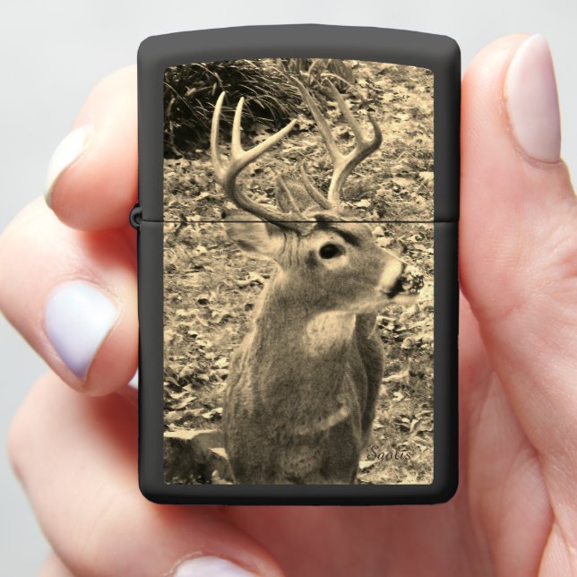 Buck Deer with Antlers Zippo Lighter (In Hand)