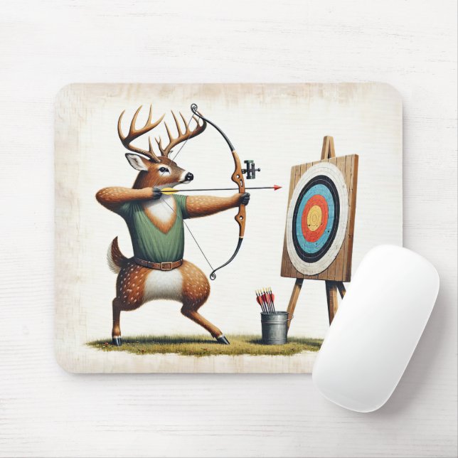 Buck Deer With Bow and Arrow Mouse Pad (With Mouse)