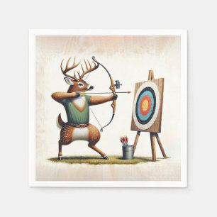 Buck Deer With Bow and Arrow Napkins