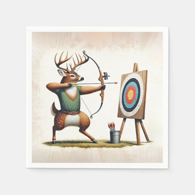 Buck Deer With Bow and Arrow Napkins (Front)