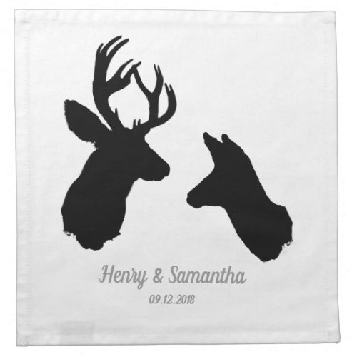 Buck  Doe Wedding Date Cloth Napkin