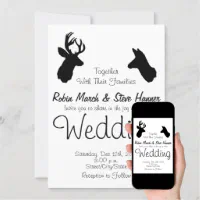 silhouette buck and doe heart wedding