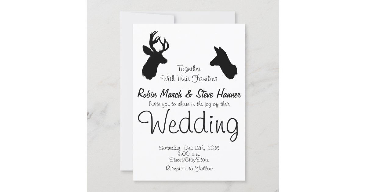 silhouette buck and doe heart wedding