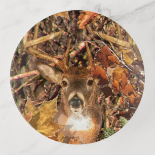 Buck Fall Camouflage White Tail Deer on a Trinket Tray