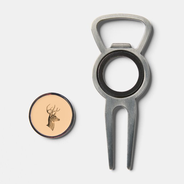 Buck Head Divot Tool Bottle Opener with Marker (Front (Open))