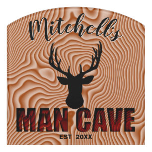 Buck Head Man Cave Stag Silhouette Antlers Door Sign