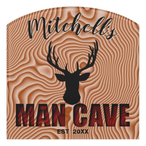 Buck Head Man Cave  Stag Silhouette Antlers Door Sign