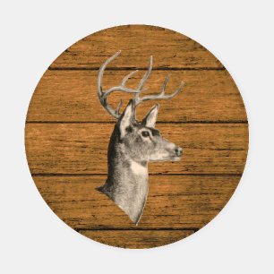 Buck Head On Wood Coaster Set