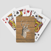 Buck Head On Wood Grain Classic Playing Cards