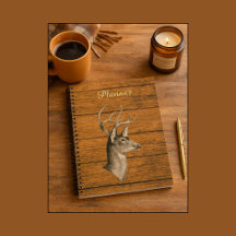 Buck Head On Wood Grain Planner