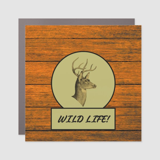 Buck Head Wood Grain Car/Truck Magnet (Front)