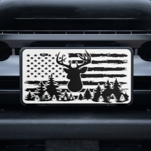 Buck Hunter Manly Hunting Deer Woods Silhouette License Plate