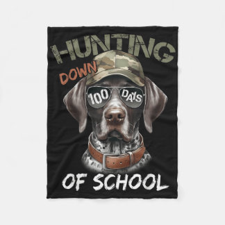 Buck Hunting Down 100 Days Of School Dog 100th Day Fleece Blanket