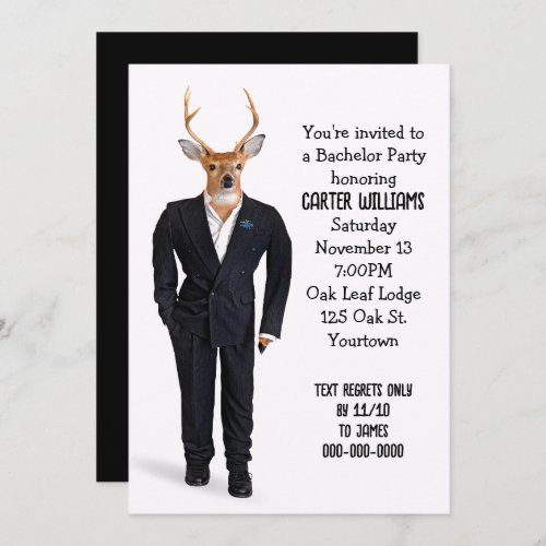 Buck In a Tuxedo for Bachelor Party Invitation
