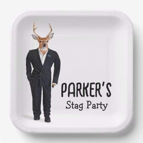 Buck In a Tuxedo for Bachelor Party Paper Plates