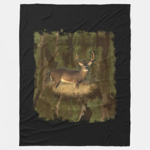 Buck In Camo- Fleece Cozy Blanket