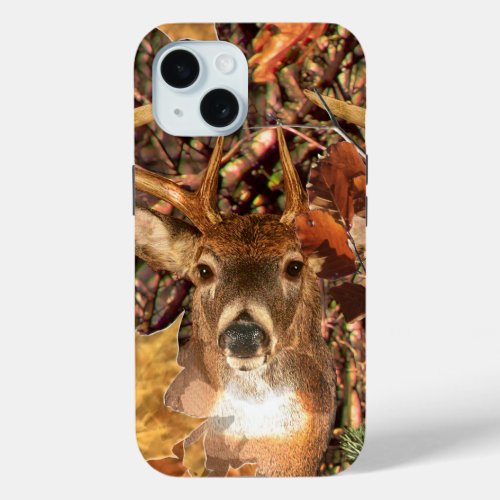 Buck in Camo White Tail Deer iPhone 15 Case