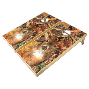 Buck in Camo White Tail Deer Cornhole Set