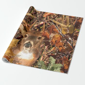 Buck In Camo White Tail Deer Wrapping Paper by TigerDen at Zazzle