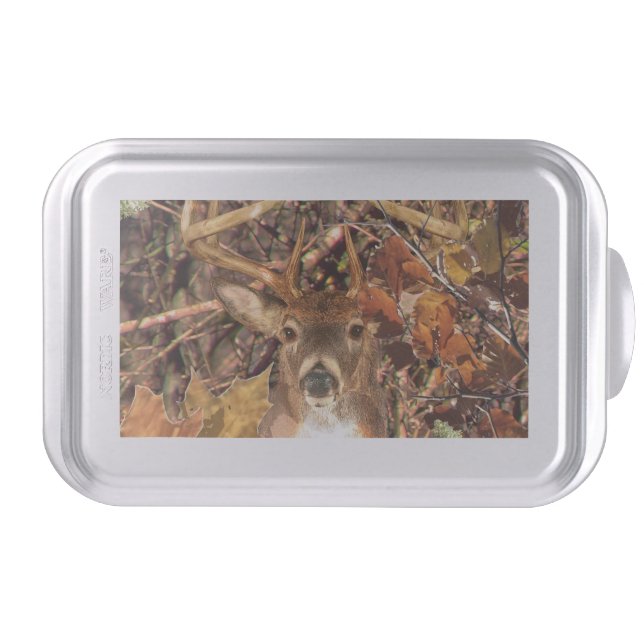 Buck in Camouflage White Tail Deer Cake Pan (Front)