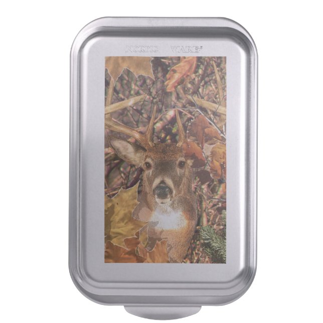 Buck in Camouflage White Tail Deer Cake Pan (Front Vertical)