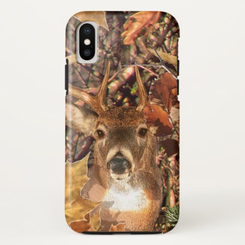 Buck in Camouflage White Tail Deer iPhone XS Case
