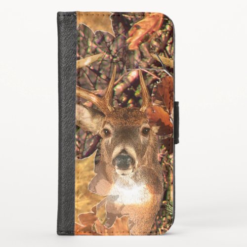 Buck in Camouflage White Tail Deer iPhone X Wallet Case