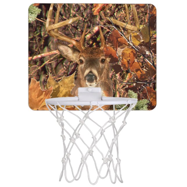 Buck in Camouflage White Tail Deer Mini Basketball Hoop (Front)