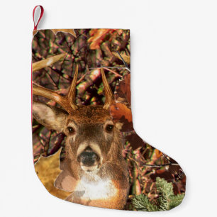 Buck in Camouflage White Tail Deer Small Christmas Stocking