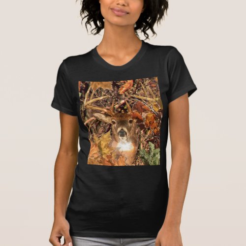 Buck in Camouflage White Tail Deer T_Shirt