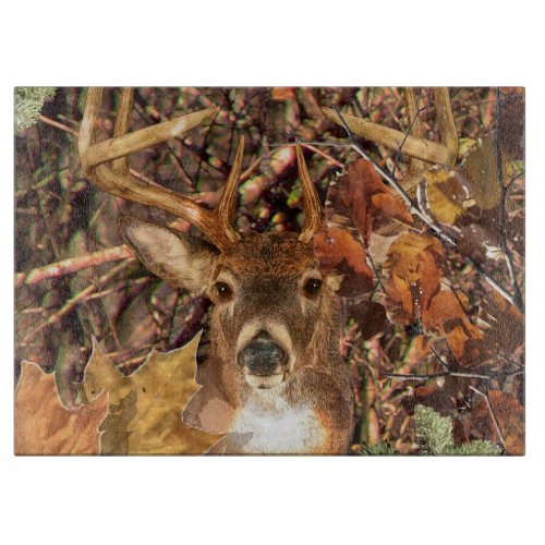 Buck in Fall Camo White Tail Deer Cutting Board