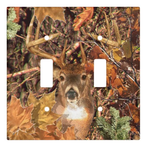 Buck in Fall Camo White Tail Deer Light Switch Cover