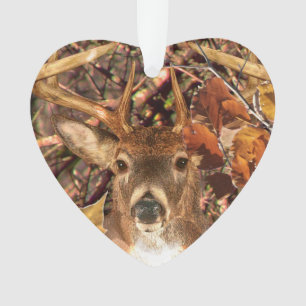 Buck in Fall season scene White Tail Deer Ornament