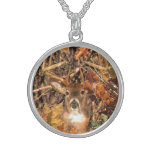 Buck In Hunter Camo White Tail Deer Sterling Silver Necklace at Zazzle