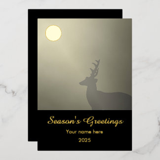 Buck in Moonlight Season's Greeting Custom Foil Holiday Card
