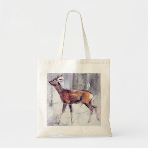 Buck in the snow 2000 tote bag