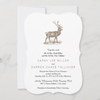 Buck Mule Deer Letterpress Style Invitation