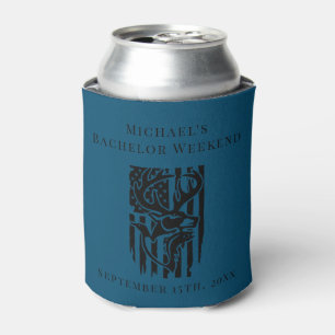 Buck on American Flag Bachelor Hunting Weekend Can Cooler