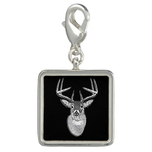 Buck on Black design White Tail Deer Charm