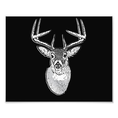 Buck on Black design White Tail Deer Photo Print
