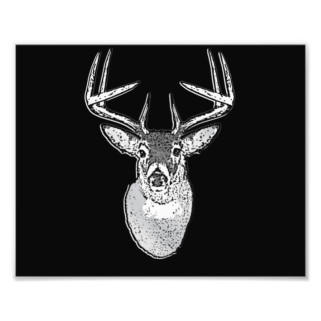 Buck on Black design White Tail Deer Photo Print (Front)